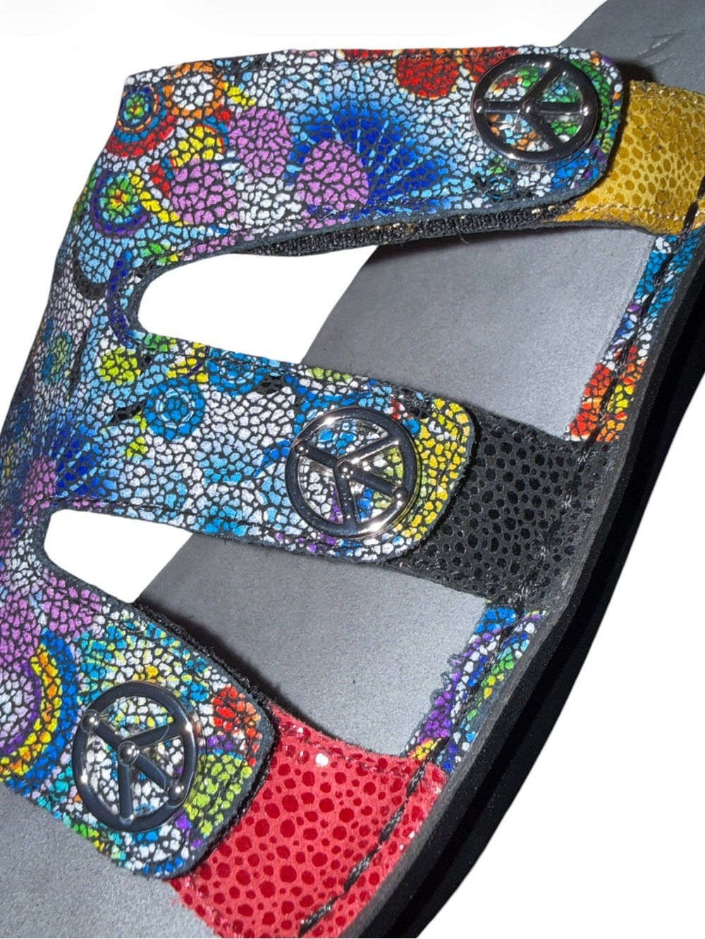 NWT Alegria Mosaic Peace Sign Comfort Slide Sandals Hippie US 10-10.5 - Picture 13 of 16